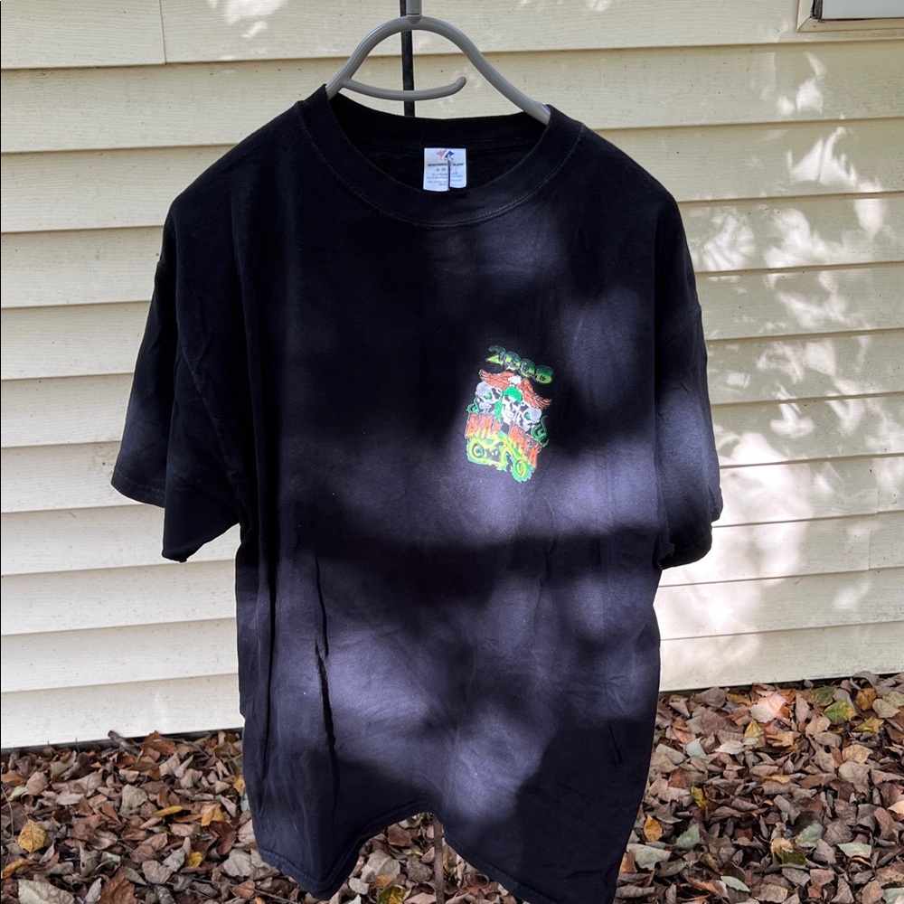 Men's Black Graphic Tee with Green Design